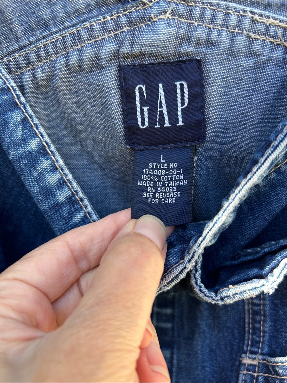 Vintage 1999 GAP Denim Overalls Large | 90s Cotton Bib Carpenter Utility Jeans - Picture 4 of 14